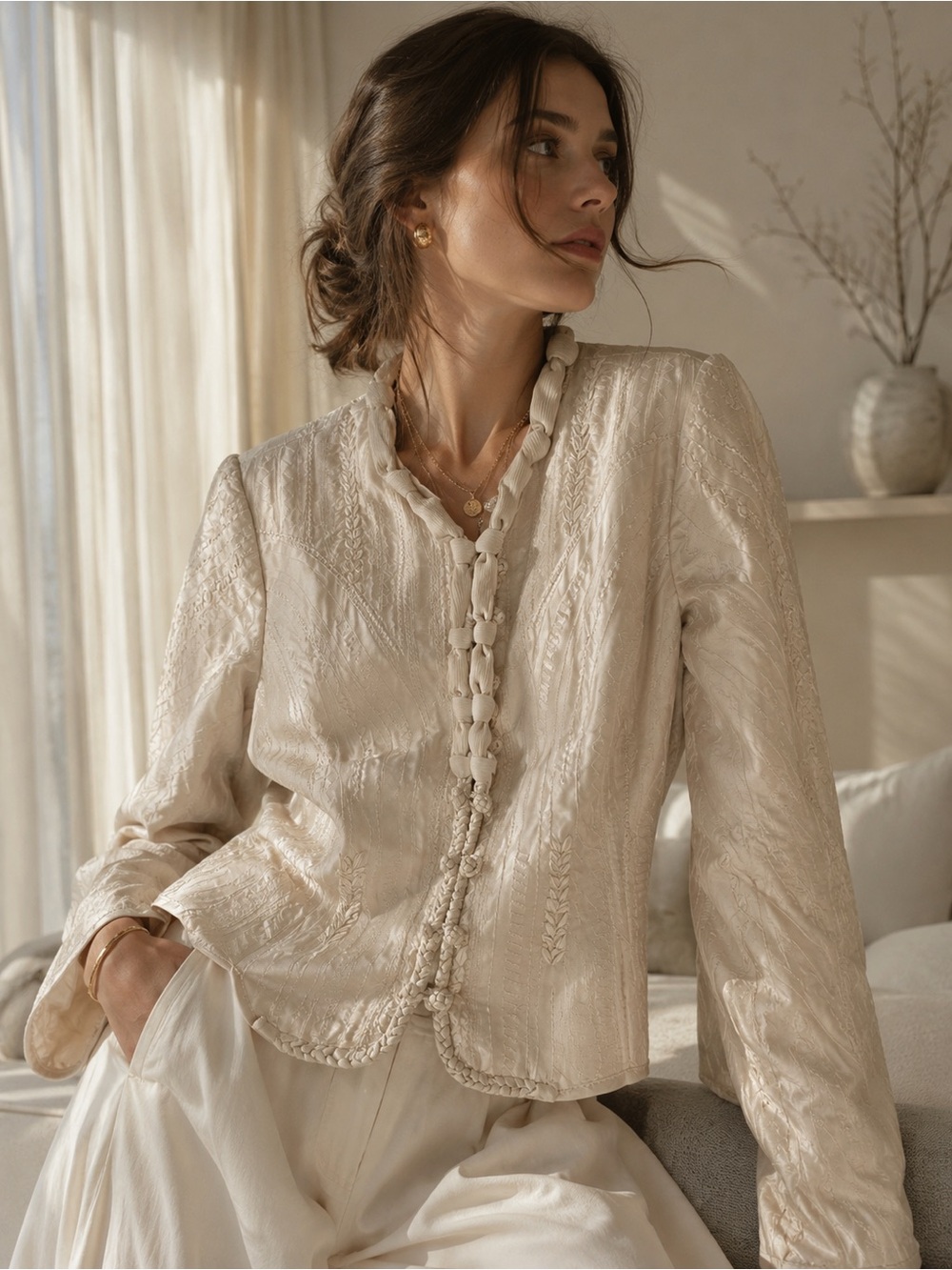 Vintage NWT Pure Silk Dead Stock Embellished Jacket
